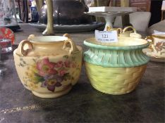 A decorative Royal Worcester sugar bowl together w
