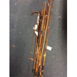 A collection of split cane rods and other fishing