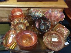 A good collection of carnival glass.
