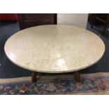 A marble top table.