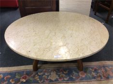 A marble top table.