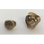 A small gold coin ring together with one other. Ap