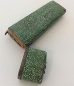 A good shagreen and silver mounted Etui of taperin