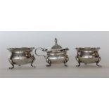 A small three piece silver cruet with BGLs. Birmingham. B