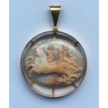 A good quality oval cameo of cherubs and horses in