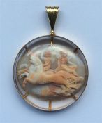 A good quality oval cameo of cherubs and horses in