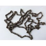 A heavy Antique cut steel guard chain with ball de