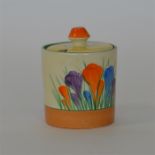 CLARICE CLIFF: A small crocus pattern preserve jar