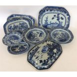 A large collection of 18th Century blue and white