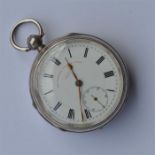 A gen't silver open face pocket watch with white e