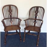 A good pair of early bow back chairs on turned sup