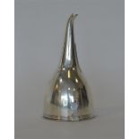 A good Georgian silver wine funnel and strainer with reed