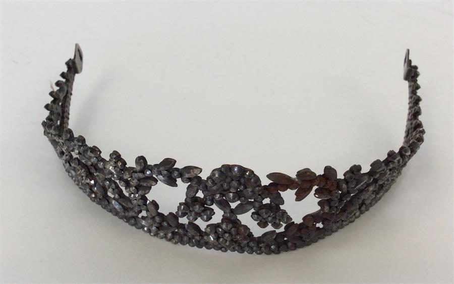 An Antique cut steel hair piece decorated with flo - Image 2 of 3