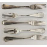 A set of five 19th Century Dutch silver dinner forks. App