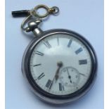 A gent's silver pair case pocket watch with white