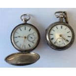 A gent's silver full Hunter pocket watch with whit