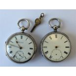 Two gent's silver open face pocket watches with wh