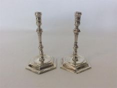 A good pair of modern silver taper candlesticks. S