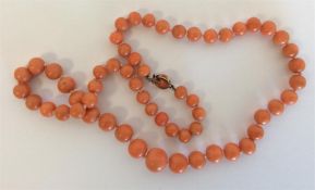 A good Antique graduated string of coral beads wit