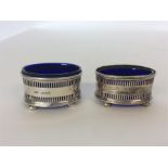 A pair of Edwardian silver salts with BGLs together with