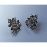 A pair of attractive sapphire and diamond ear pend