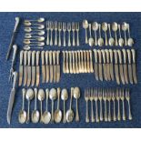 A good rat tail matched silver cutlery service com