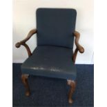 A mahogany framed carver chair with scroll decorat