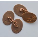 A pair of good 9 carat rose gold cufflinks engrave