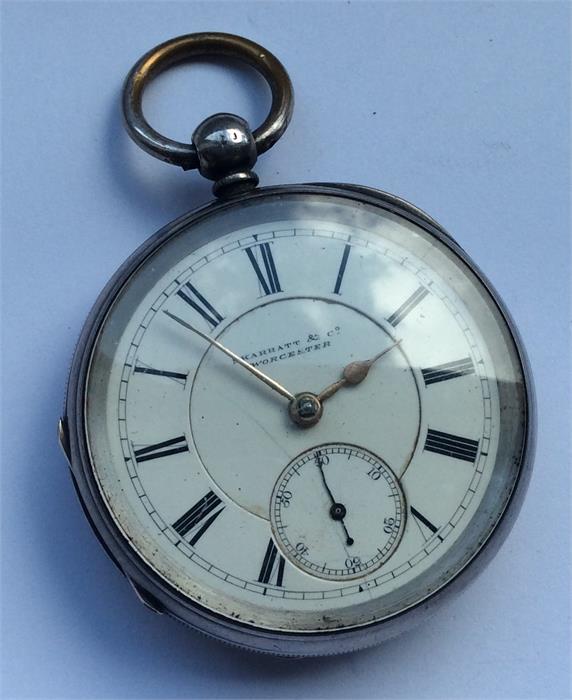 A silver open faced pocket watch with subsidiary s