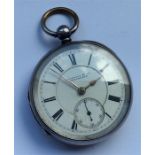 A silver open faced pocket watch with subsidiary s