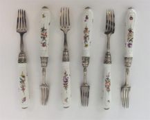An attractive set of six silver mounted dessert ea