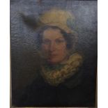 A portrait of a lady. A framed oil on canvas. Appr