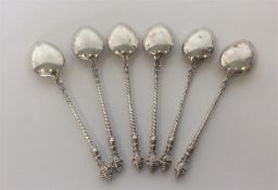 A set of six Continental silver spoons on twisted stems.