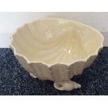 BELLEEK: A small scallop shaped dish on matching f