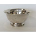 A circular Sterling silver rose bowl on pedestal base. Ap