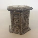 A Chinese silver caddy in the form of a Moorish table dec