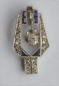A stylish sapphire and diamond Art Deco pendant in