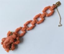 A good quality Antique carved coral bracelet mount
