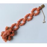 A good quality Antique carved coral bracelet mount