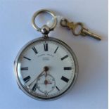 A gent's silver open face pocket watch with white
