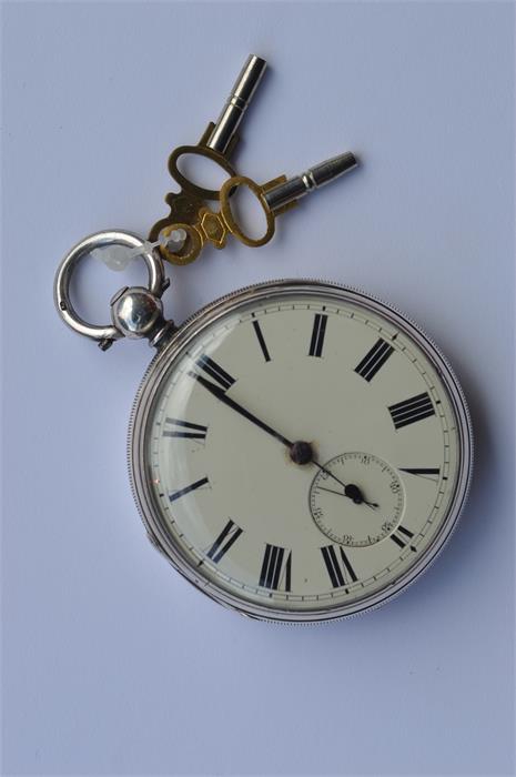 A gent's English silver open face pocket watch wit