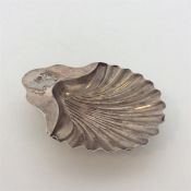 A Georgian silver scallop shaped butter dish with