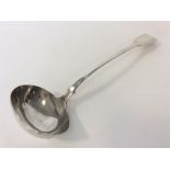 A large silver fiddle pattern Victorian soup ladle of typ