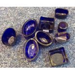 A collection of old blue glass liners. Est. £10 -