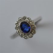 A good quality sapphire and diamond oval cluster r