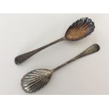 A pair of Victorian silver salad servers engraved