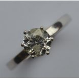 A good diamond single stone ring in claw mount. Es