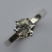 A good diamond single stone ring in claw mount. Es