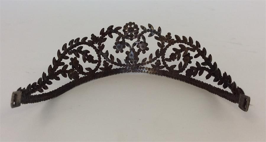 An Antique cut steel hair piece decorated with flo - Image 3 of 3