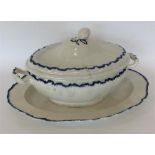 A large English Creamware tureen, cover and stand.